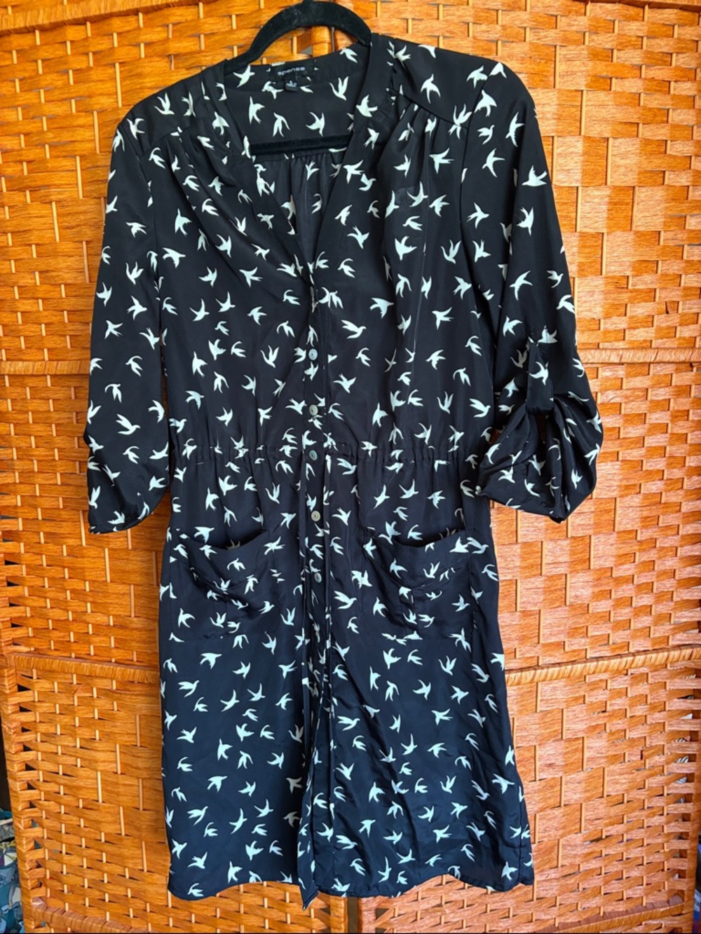 Spense Hummingbird Print Shirt Dress